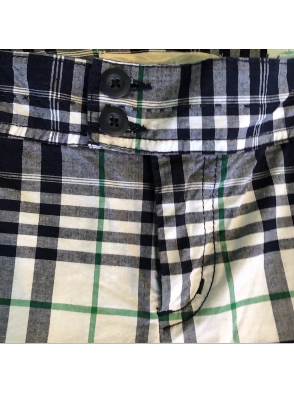 NWT Smart Set plaid print navy white green golf athleisure Bermuda short size 7 - Picture 3 of 15